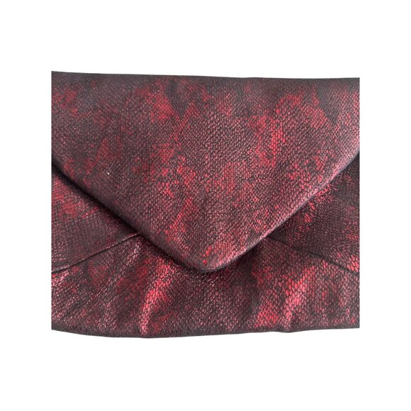 ADOLFO DOMINGUEZ Red Black Snake Print Envelope Clutch Handbag - Picture 7 of 9